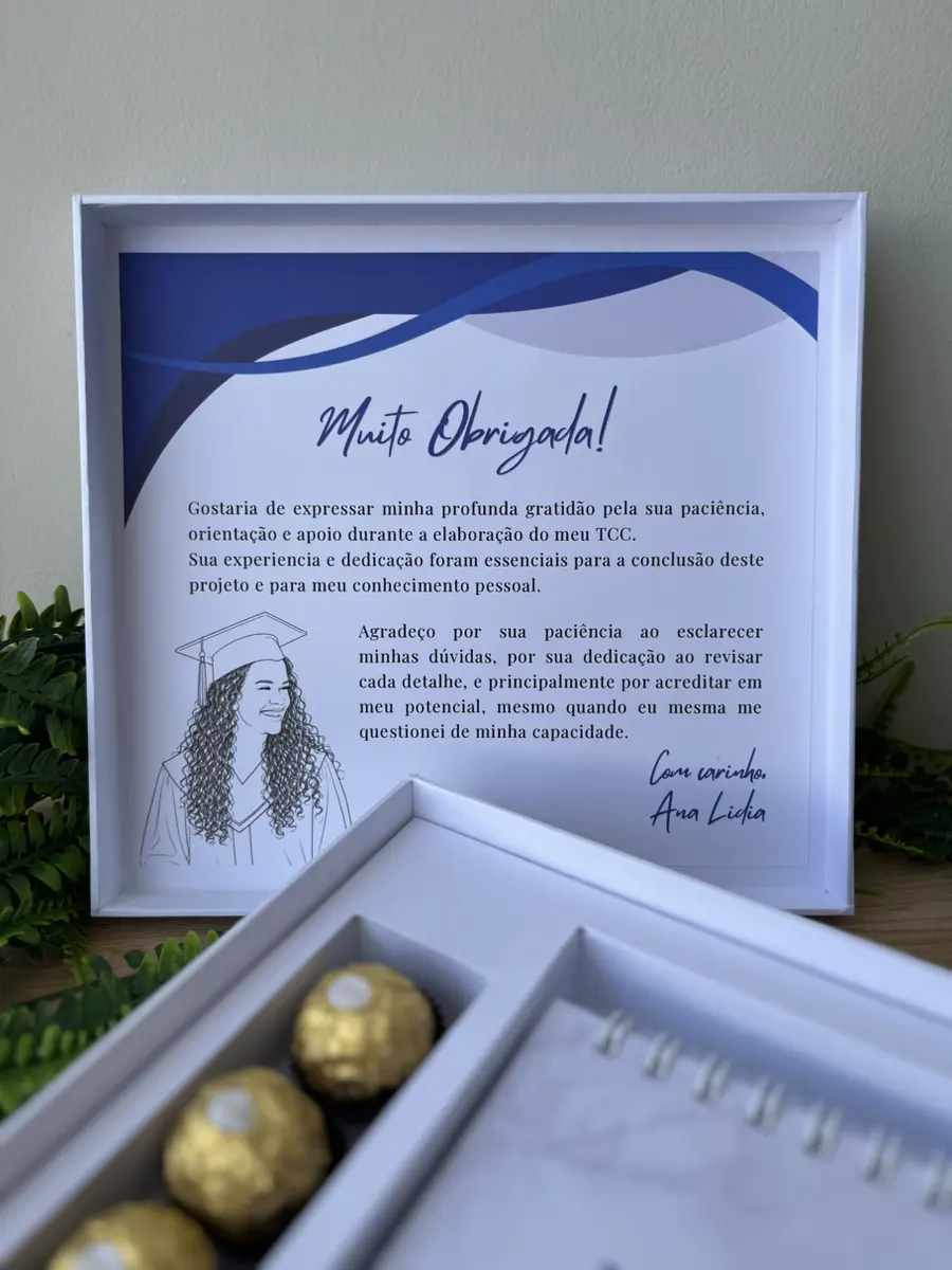 Caixa de agradecimento de TCC